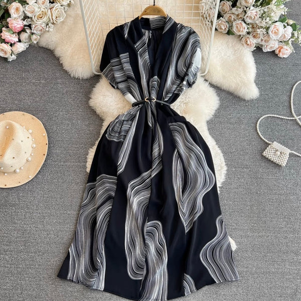 Bohemian Style Printed Shirt Dress