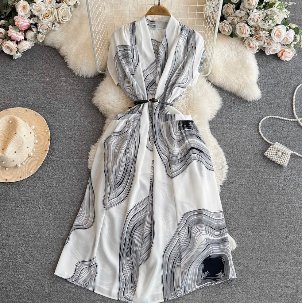 Bohemian Style Printed Shirt Dress