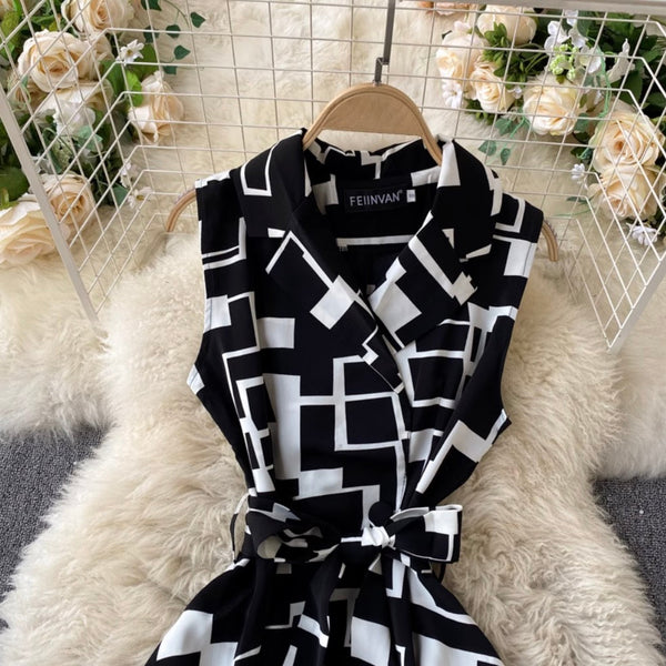 Niche Geometric Printed Shirt Dress