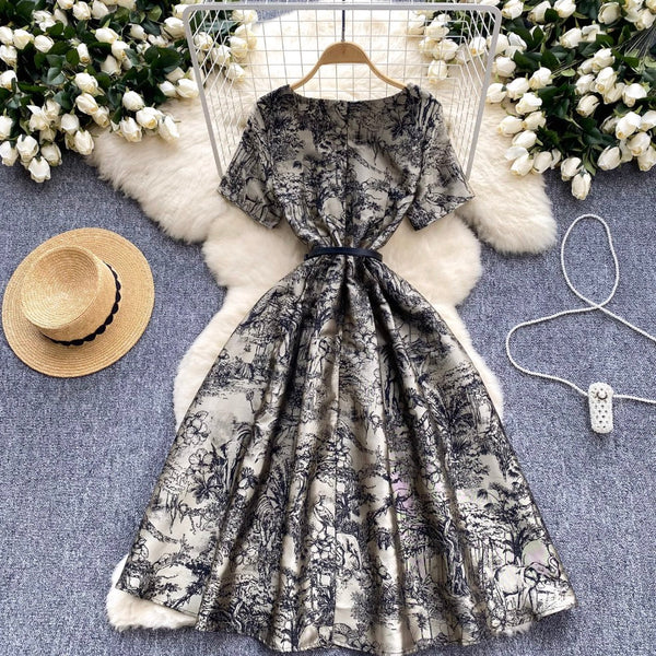 French Style Floral Printed Dress