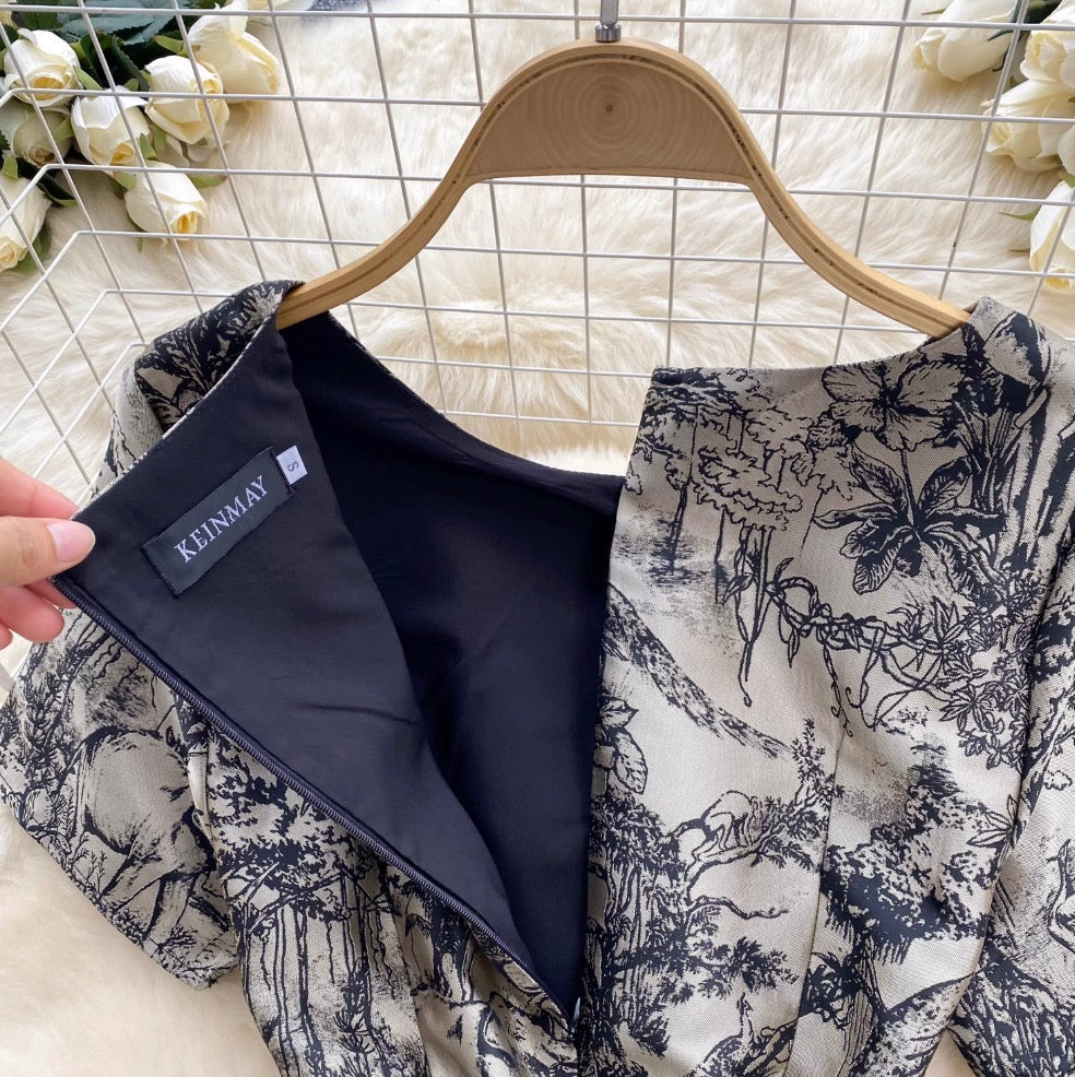 French Style Floral Printed Dress