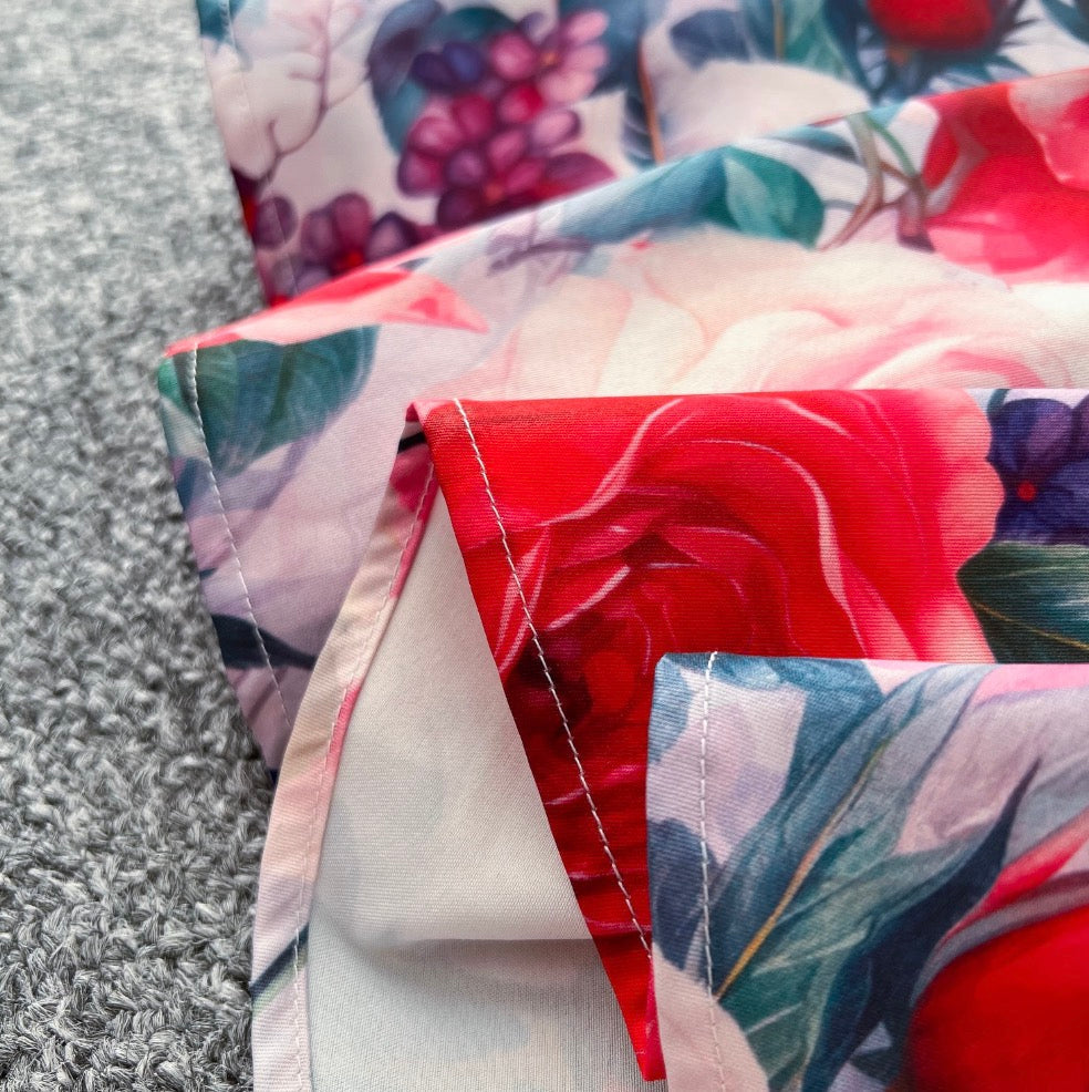 Elegant Lapeled Ruffled Print Dress