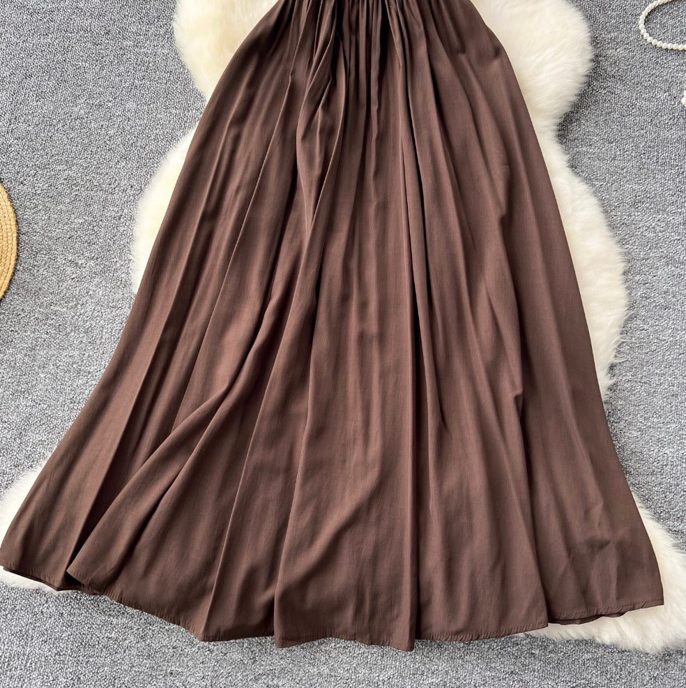 Crew Neck Draped Dress with Belt