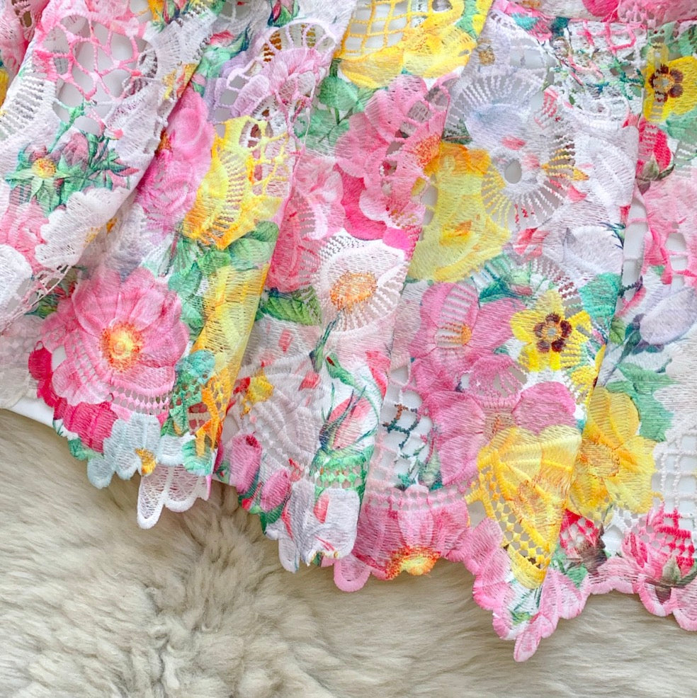 Colorful Hollowed Crochet Lace Dress