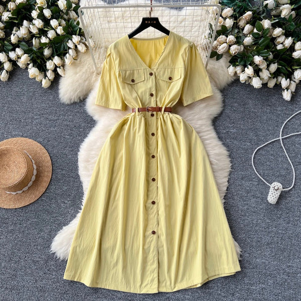 Vintage Short-sleeve Shirt Dress