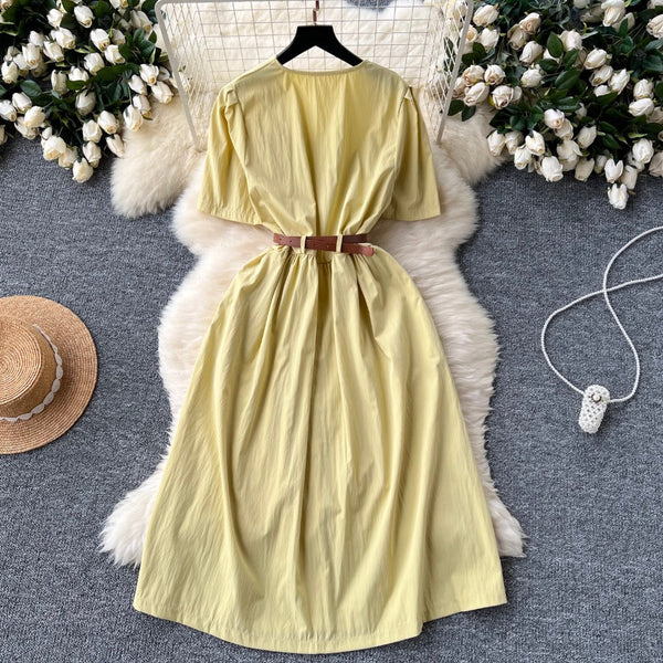 Vintage Short-sleeve Shirt Dress