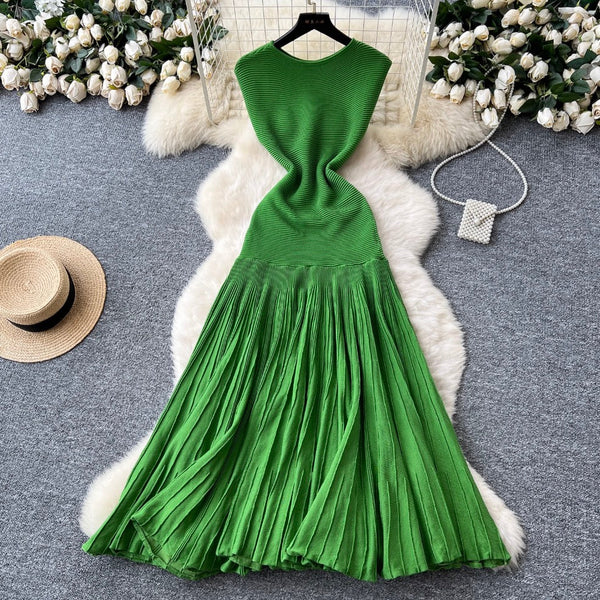 Premium Green Knitted Patchwork Dress