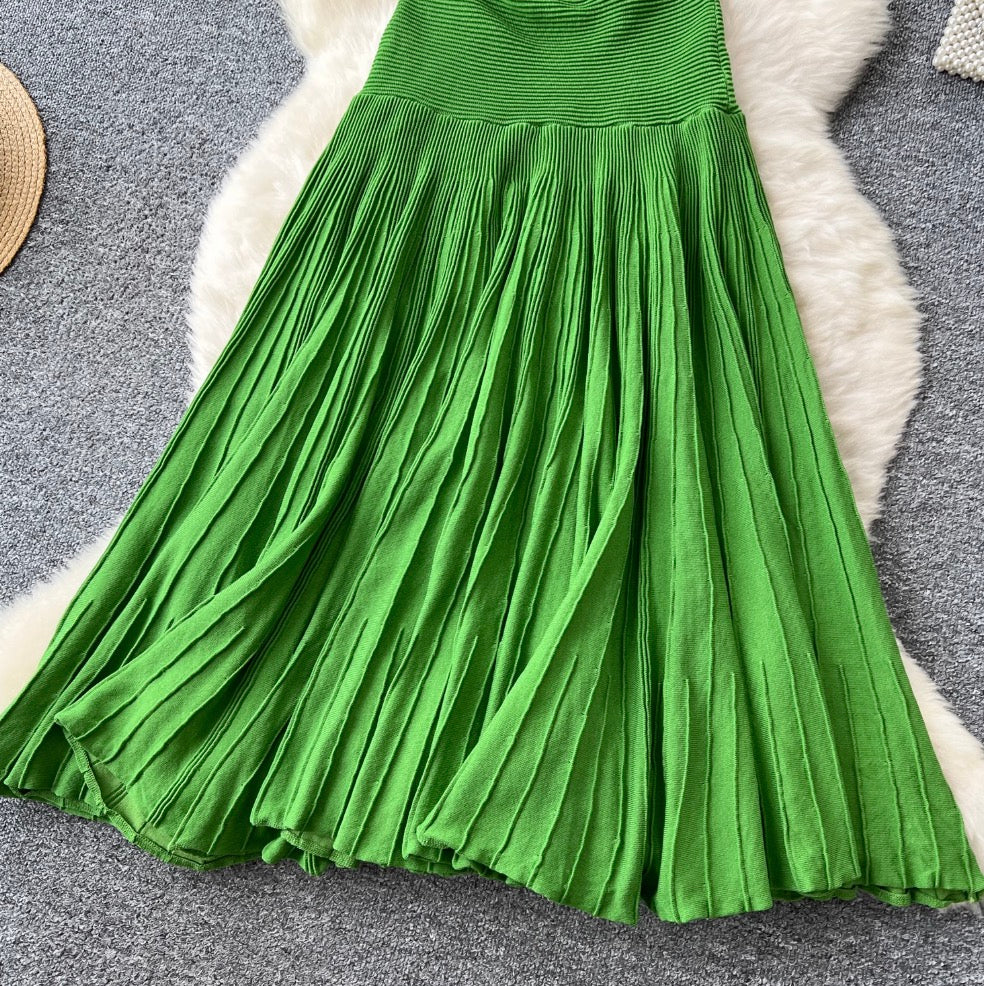 Premium Green Knitted Patchwork Dress
