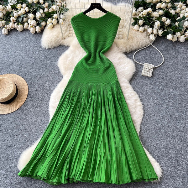 Premium Green Knitted Patchwork Dress