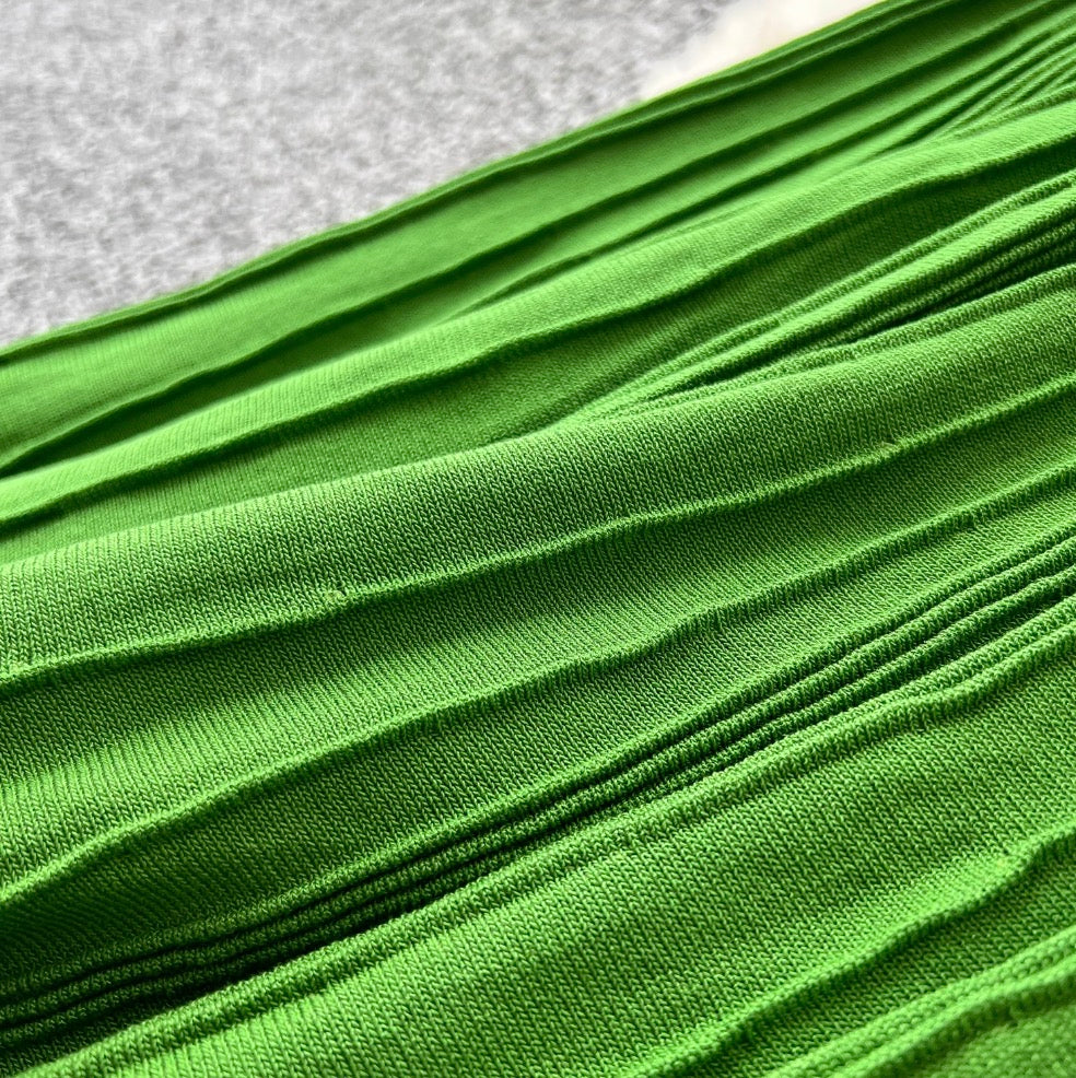 Premium Green Knitted Patchwork Dress