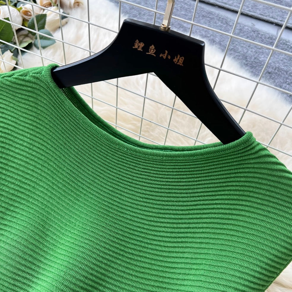 Premium Green Knitted Patchwork Dress