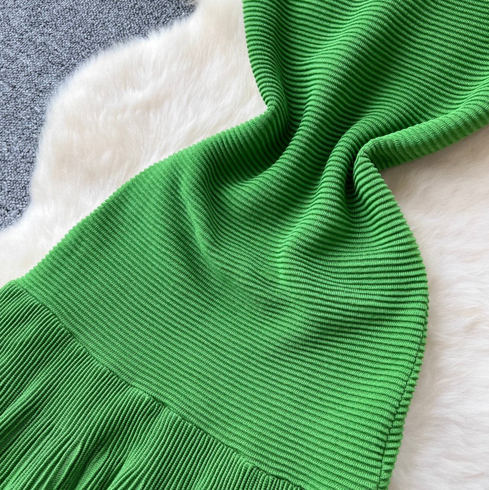 Premium Green Knitted Patchwork Dress