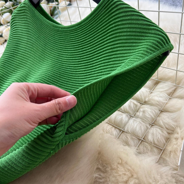 Premium Green Knitted Patchwork Dress