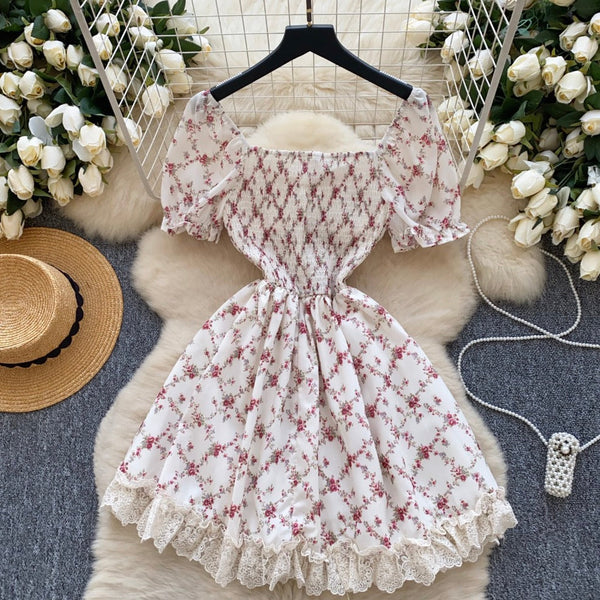 Puffy Sleeve Floral Printed Dress