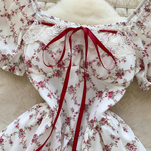 Puffy Sleeve Floral Printed Dress