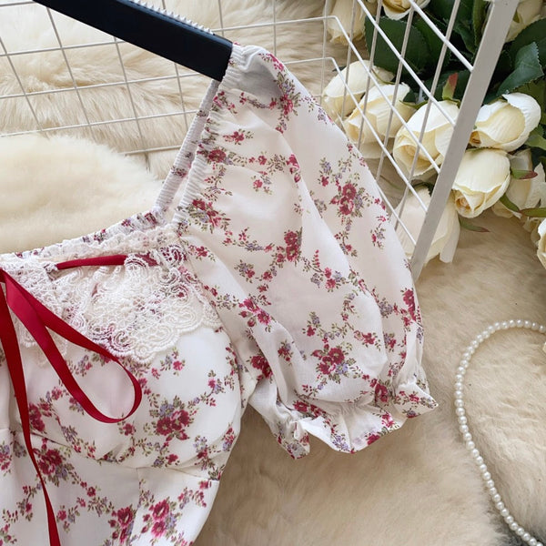 Puffy Sleeve Floral Printed Dress