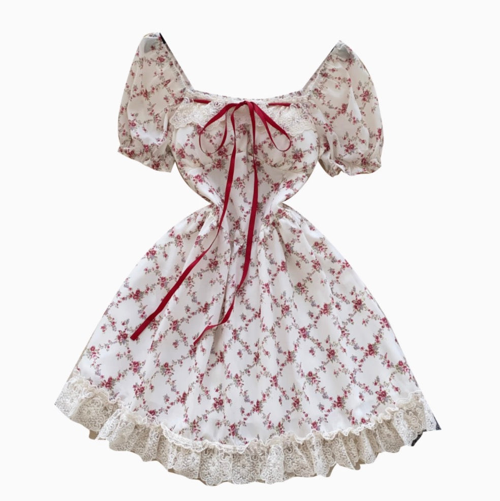 Puffy Sleeve Floral Printed Dress
