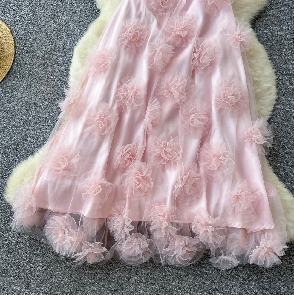 French Style Pink Floral Slip Dress