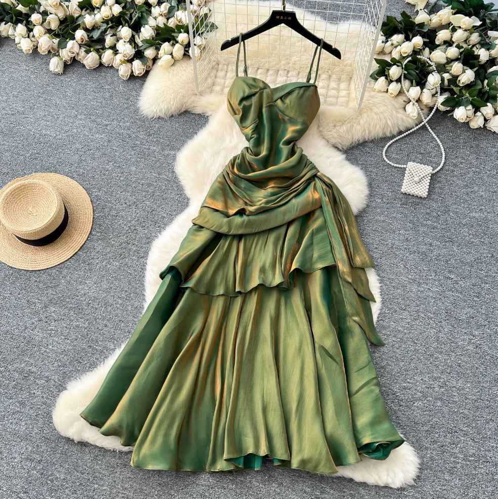 Square Neckline Ruffled Slip Dress
