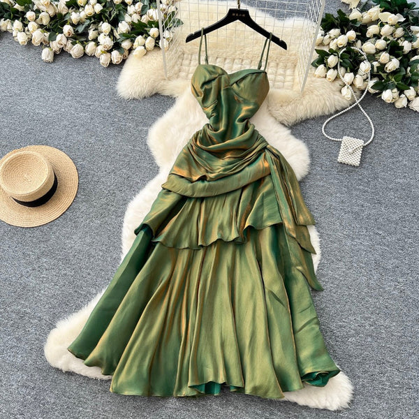 Square Neckline Ruffled Slip Dress