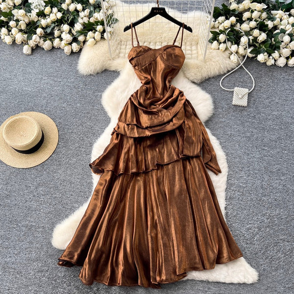 Square Neckline Ruffled Slip Dress