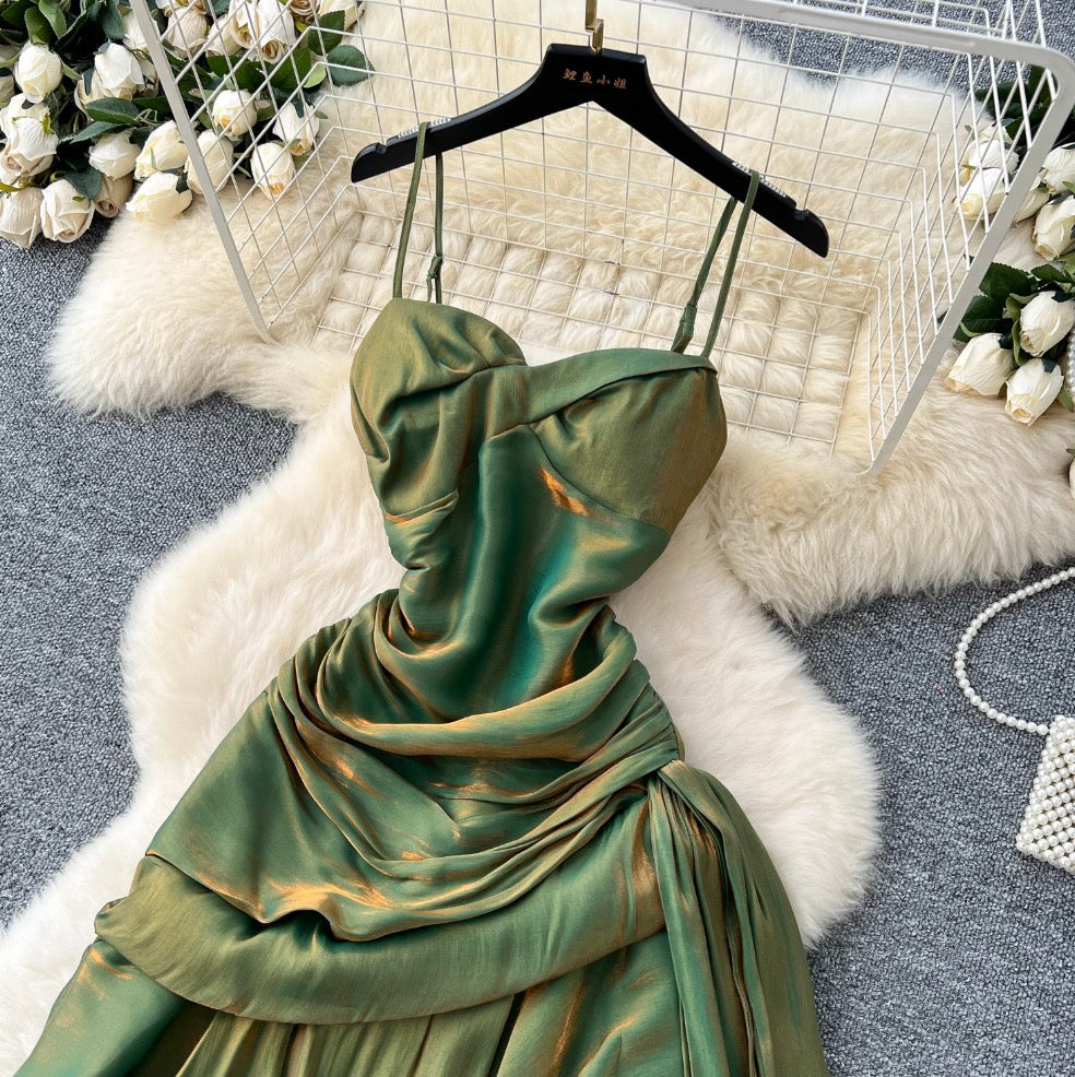 Square Neckline Ruffled Slip Dress
