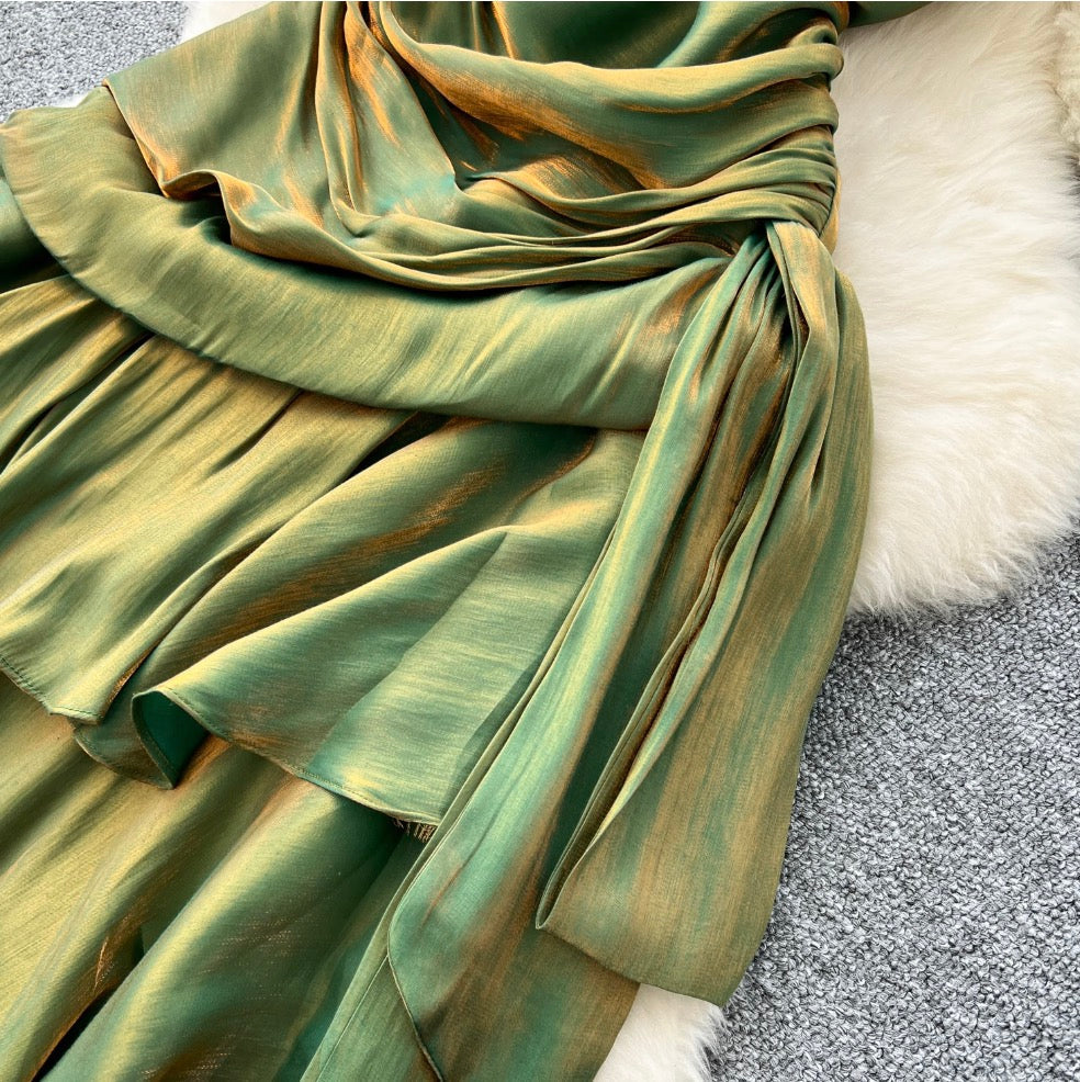Square Neckline Ruffled Slip Dress