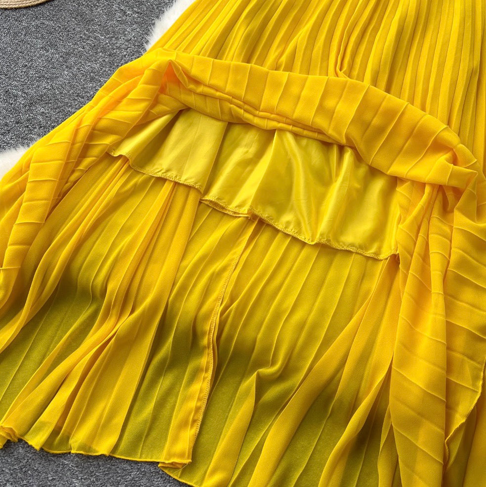 Solid Color Hollowed Waistline Slip Dress