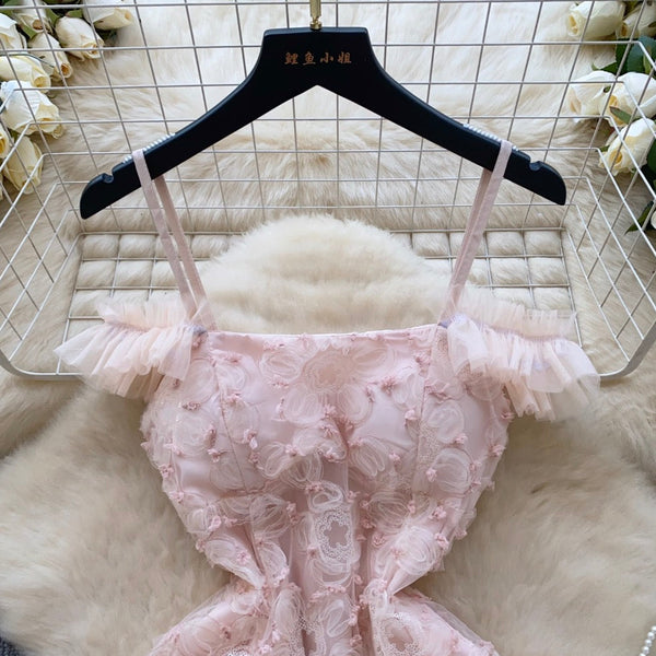 Sweetie Pink Floral Puffy Slip Dress