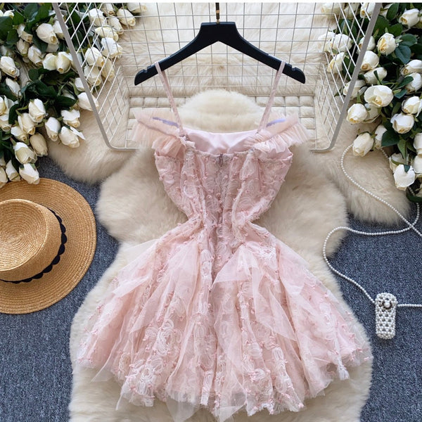 Sweetie Pink Floral Puffy Slip Dress