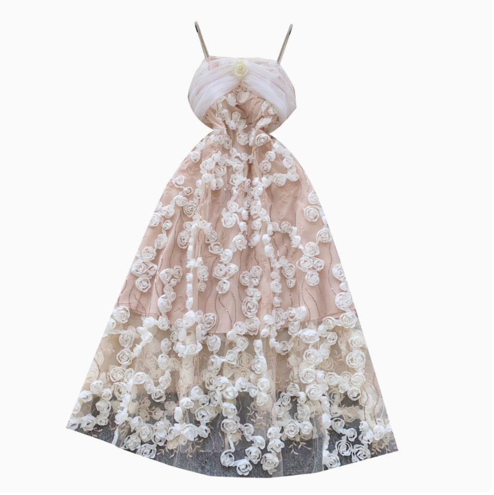 3D Sequined Floral Slip Dress