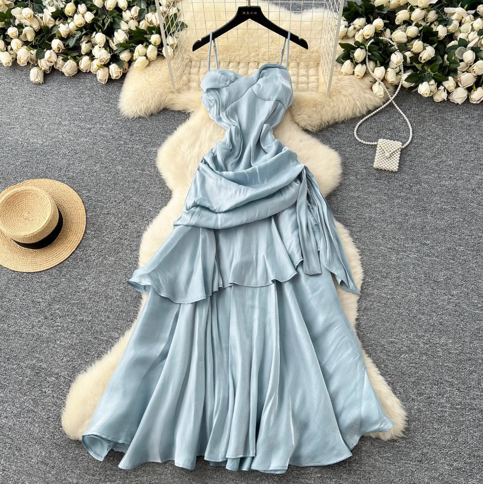Square Neckline Ruffled Slip Dress