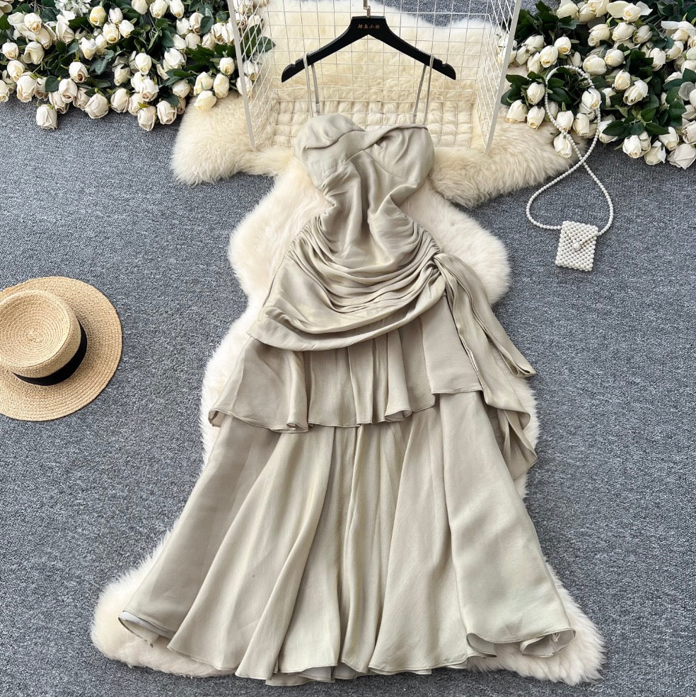 Square Neckline Ruffled Slip Dress