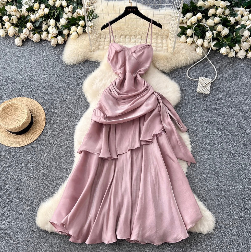 Square Neckline Ruffled Slip Dress