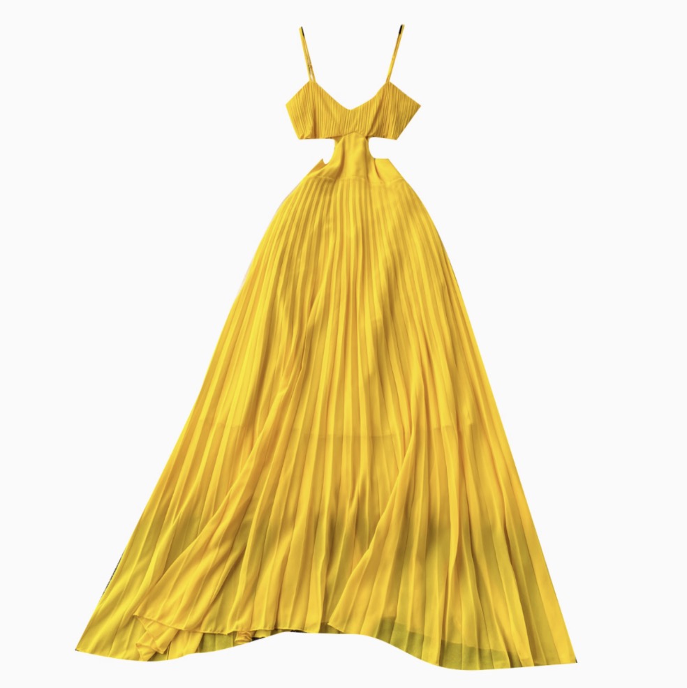 Solid Color Hollowed Waistline Slip Dress