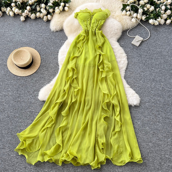 Irregular Design Ruffled Bustier Dress