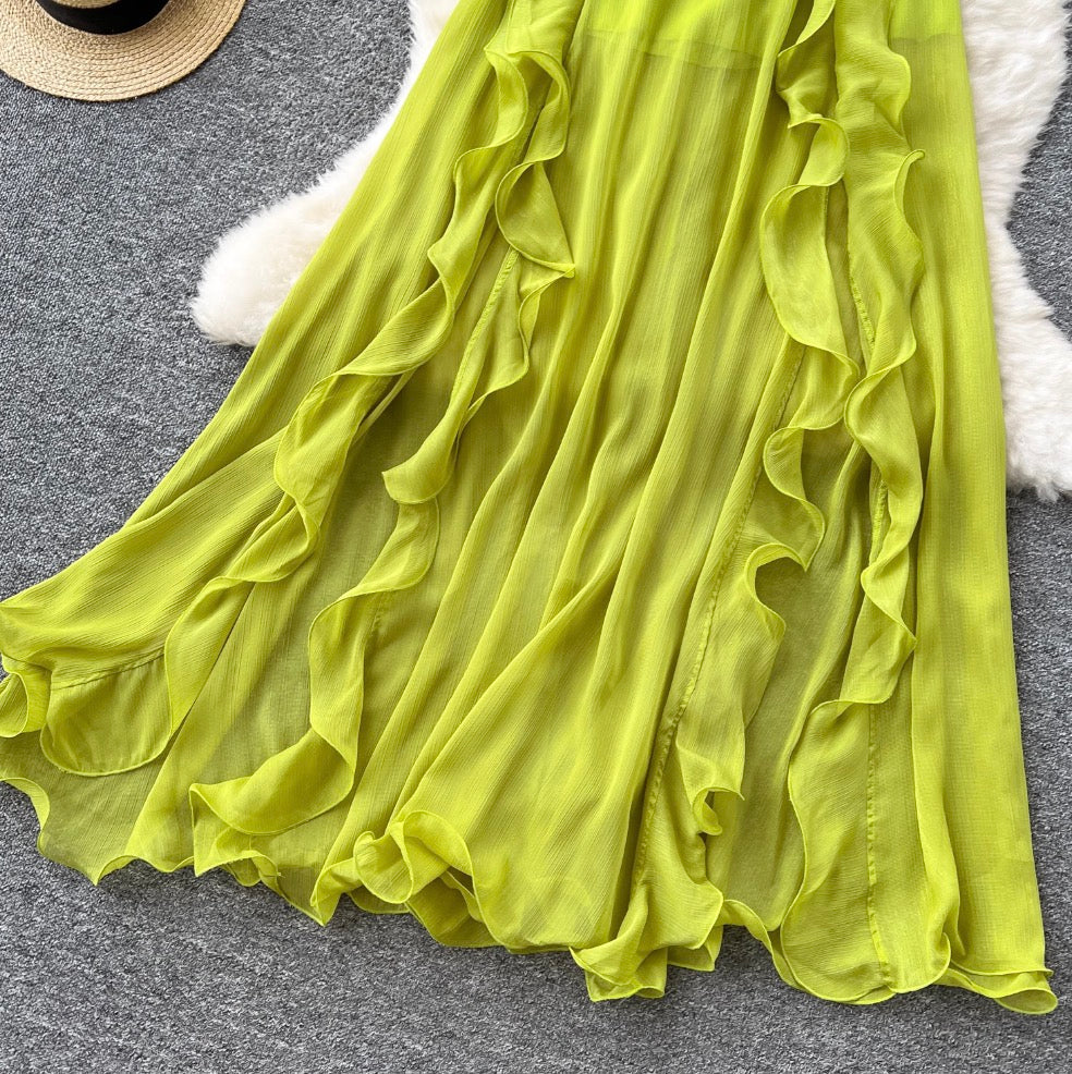 Irregular Design Ruffled Bustier Dress