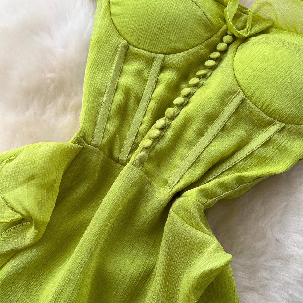 Irregular Design Ruffled Bustier Dress