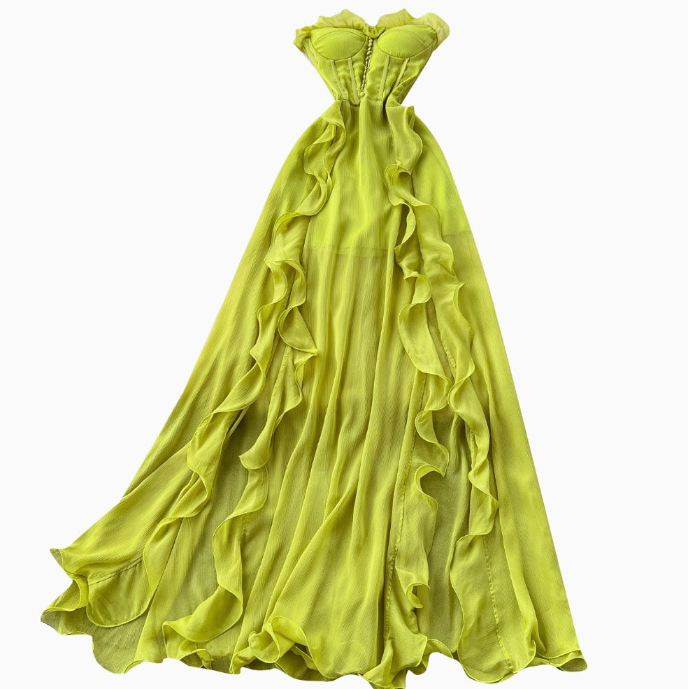 Irregular Design Ruffled Bustier Dress