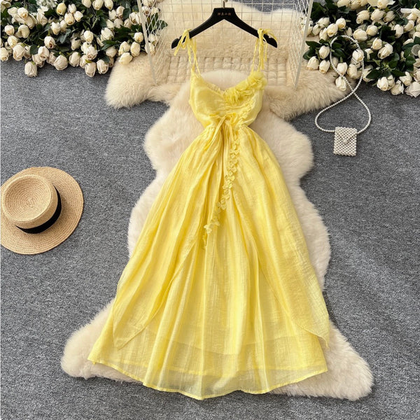 Irregular Design 3d Ruffled Slip Dress