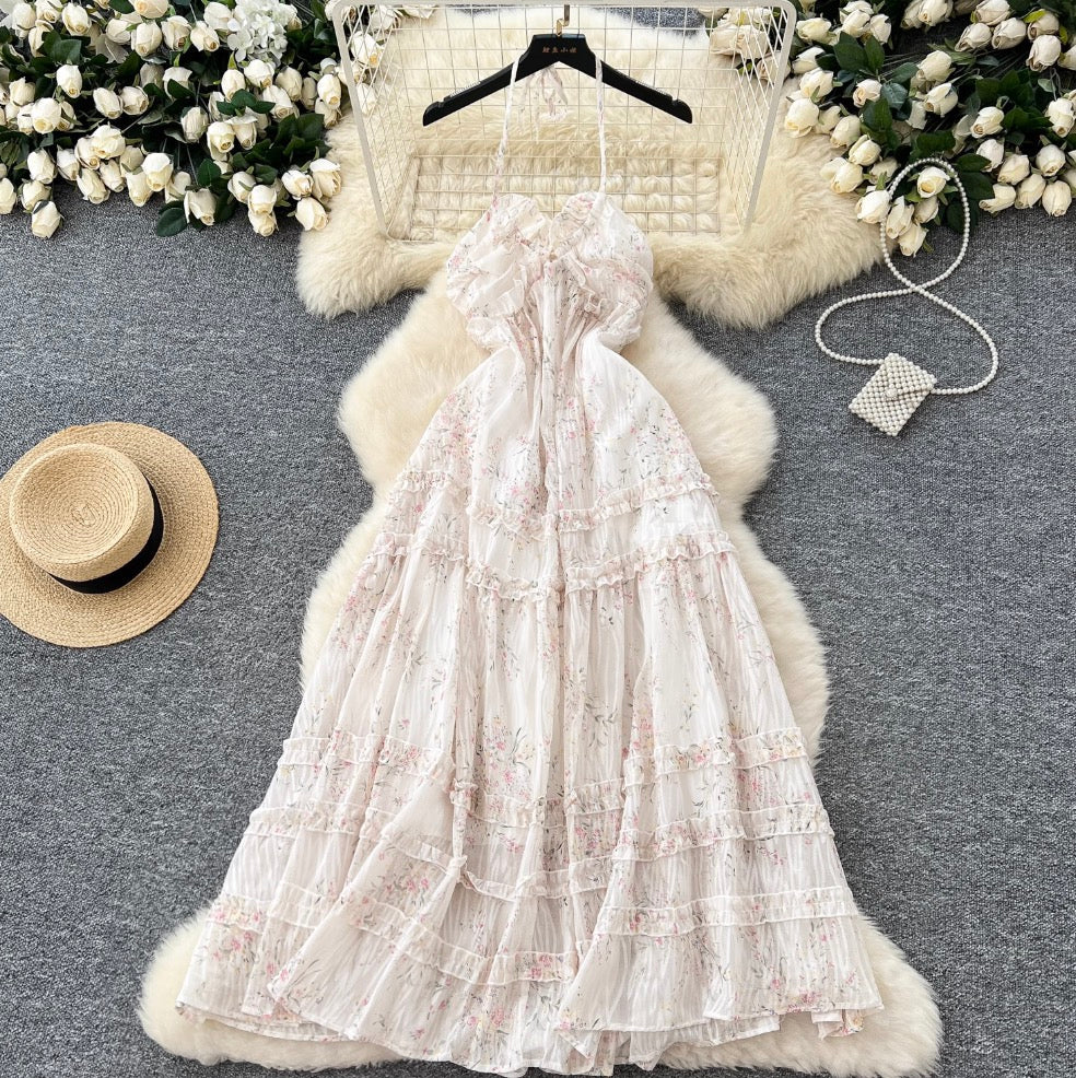 Fairy Backless Pleated Halter Dress