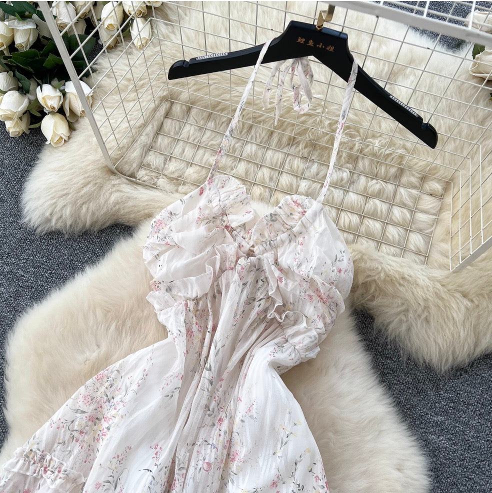 Fairy Backless Pleated Halter Dress