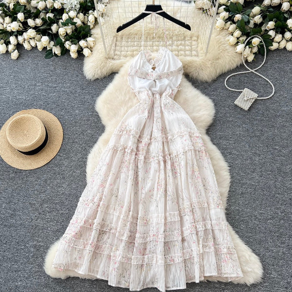 Fairy Backless Pleated Halter Dress