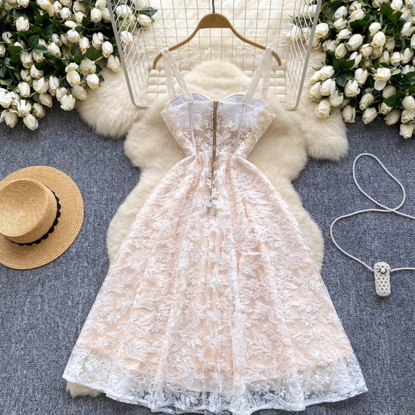 High-end Embroidered Lace Slip Dress