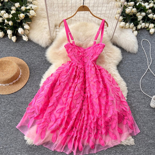 Courtly Embroidery Mesh Slip Dress