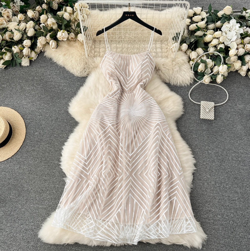 Delicate Embroidered Mesh Slip Dress