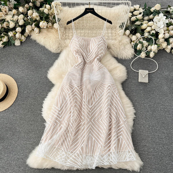 Delicate Embroidered Mesh Slip Dress