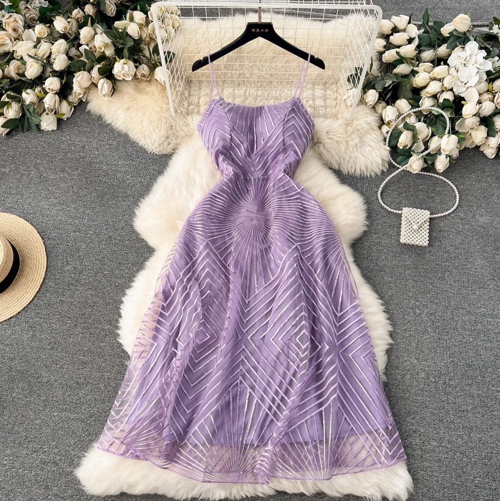 Delicate Embroidered Mesh Slip Dress
