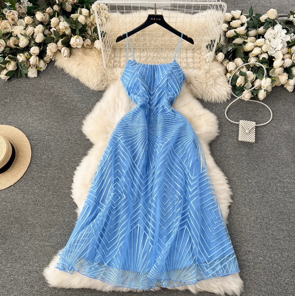 Delicate Embroidered Mesh Slip Dress
