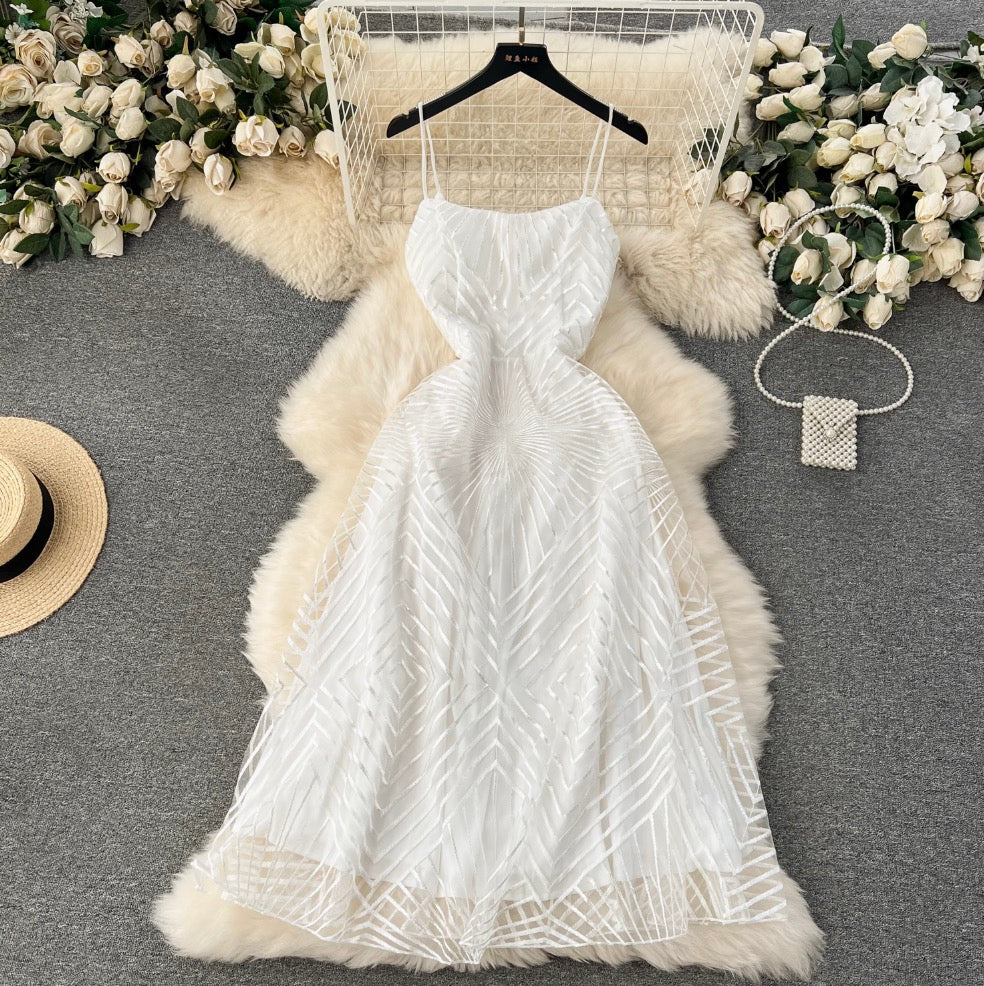 Delicate Embroidered Mesh Slip Dress